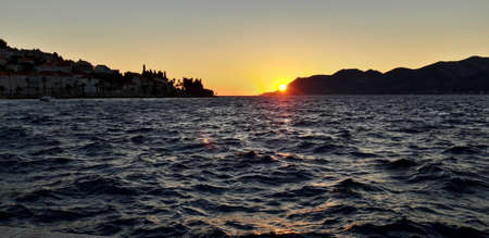 Sunset At Adriatic Sea Croatiaの写真素材