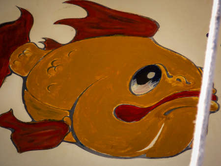 Gold Fish Painting Close Upの写真素材