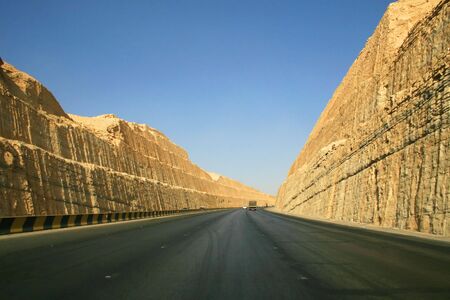 Road through clay rocks near Riyadh (Saudi Arabia)の写真素材