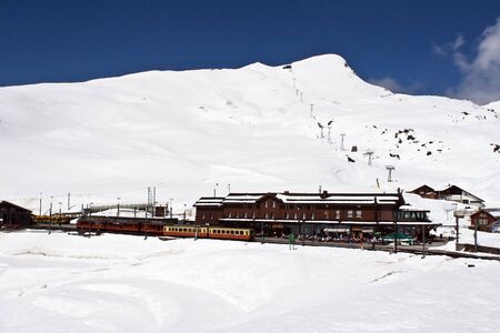 Kleine Scheidegg (the train station on the route to Jungfrau)の写真素材