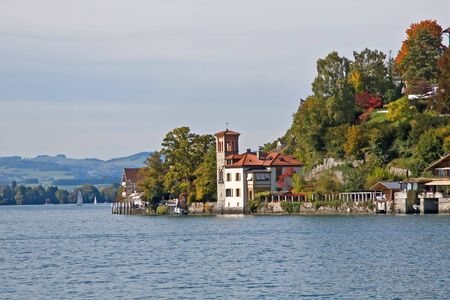 Luxury house on the Thun lake (Switzerland)の写真素材