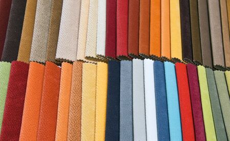 Colorful upholstery samples in the shop