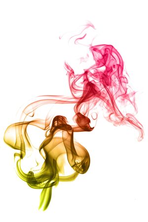 Colored smoke on the white backgroundの写真素材