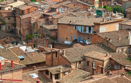 Roofs of old Siena in Tuscany, Italyの写真素材
