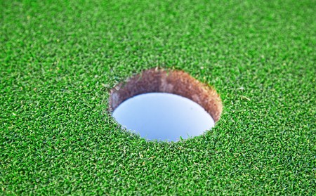 Golf Hole with shallow depth of fieldの写真素材