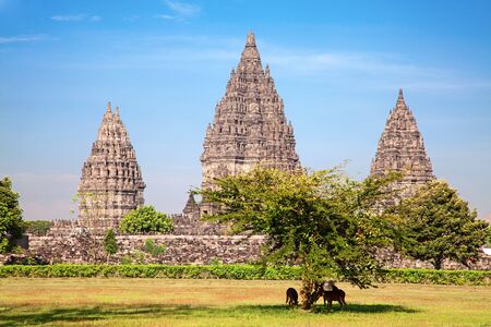 Hindu temple Prambanan. Indonesia, Java, Yogyakartaの写真素材