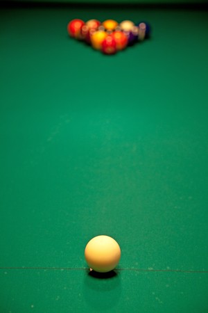 Set of pool balls ready to start the game