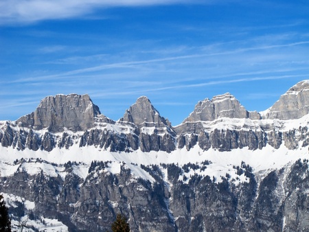 Winter in the swiss alps (Flumserberg, St.Gallen, Switzerland)の写真素材