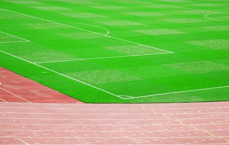Green grass of the football (soccer) fieldの写真素材
