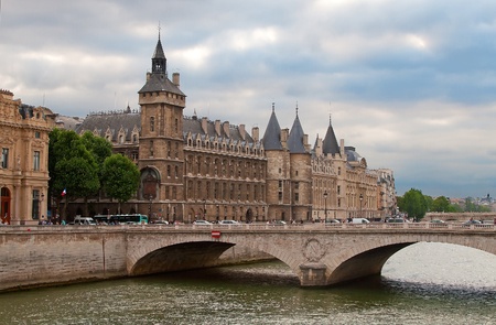 Castle Conciergerie and bridge of Change, Paris, Franceの写真素材