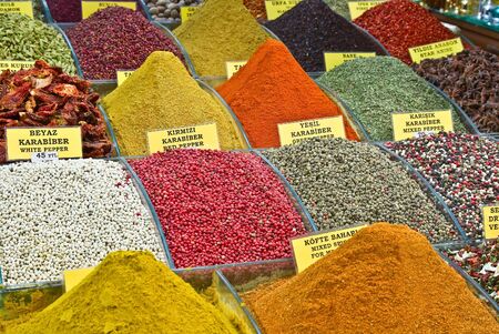 Turkey, Istanbul, Spice Bazaar, turkish spices for saleの写真素材