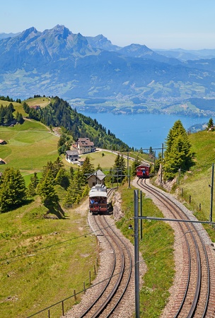View from the top of the Rigi mountainの写真素材