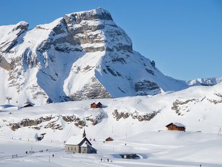 Winter in the swiss alps (Melchsee-Frutt, Luzern, Switzerland)の写真素材
