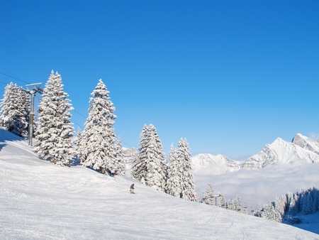 Winter in the swiss alps (Flumserberg, St.Gallen, Switzerland)の写真素材