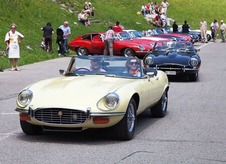 SCHWAEGALP - JUNE 27: Jaguar car on the 7th International "Oldtimer meeting" in Schwaegalp, Switzerland on June 27, 2010.のeditorial素材
