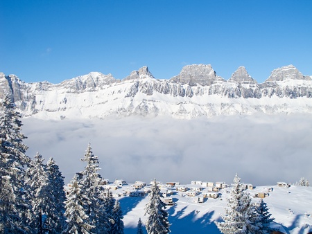 Winter in the swiss alps, Switzerlandの写真素材