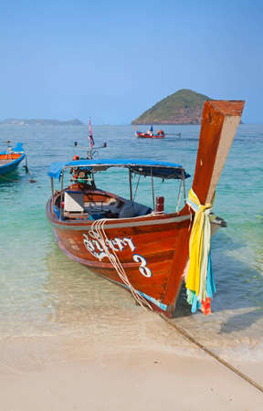 Famous thai long tail boat on the tropical island