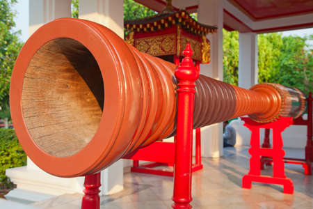 Giant drum in the buddhist templeの写真素材