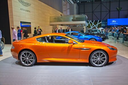 GENEVA - MARCH 8: The Aston Martin Virage on display at the 81st International Motor Show Palexpo-Geneva on March 8; 2011 in Geneva, Switzerland.のeditorial素材
