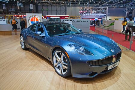 GENEVA - MARCH 8: The Fisker Karma on the 81st International Motor Show Palexpo-Geneva on March 8; 2011 in Geneva, Switzerland.のeditorial素材