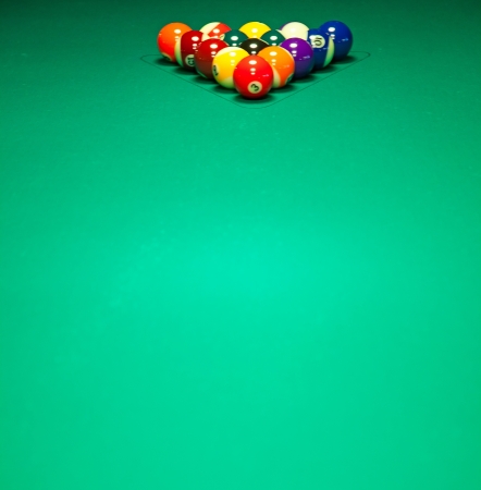 Set of pool balls ready to start the game