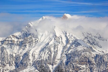 Typical swiss winter season landscape. Switzerland.の写真素材