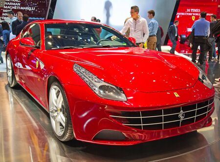 GENEVA - MARCH 8: The Ferrari FF on display at the 81st International Motor Show Palexpo-Geneva on March 8, 2011 in Geneva, Switzerland.のeditorial素材