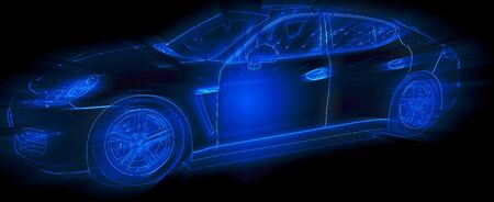 GENEVA - MARCH 8: The Porsche Panamera (Type number 970) with hybrid engine on display at the 81st International Motor Show Palexpo-Geneva on March 8; 2011 in Geneva, Switzerland.のeditorial素材