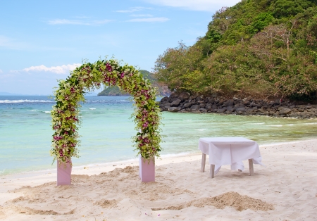 Wedding decorations on the tropical islandの写真素材