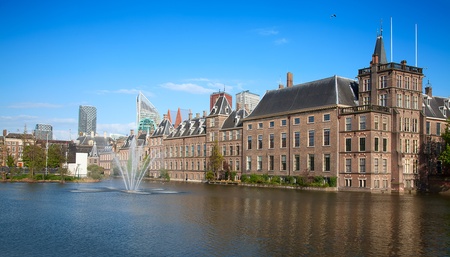 Famous parliament and court building complex Binnenhof in Hagueの写真素材