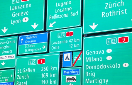 Collection of the swiss road signsの写真素材