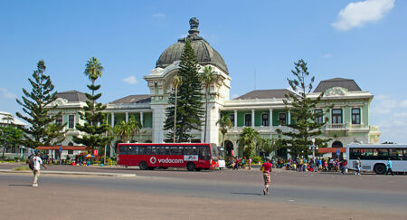 MAPUTO, MOZAMBIQUE - APRIL 29: Main railway statiion and bus terminal of Maputo, Mozambique on April 29, 2012. The station is central transport hub for the country and historical landmark of colonial periodのeditorial素材