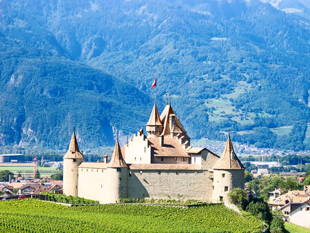 Famous castle Chateau d'Aigle in canton Vaud, Switzerlandのeditorial素材