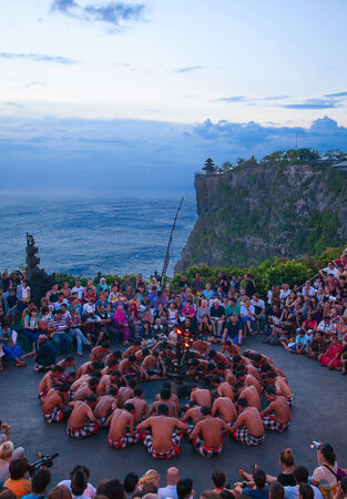 DENPASAR - JULY 27: Traditional Balinese Kecak dance shown in Denpasar, Bali, Indonesia on July 27, 2010. Kecak (also known as Ramayana Monkey Chant) is very popular cultural show on Baliのeditorial素材