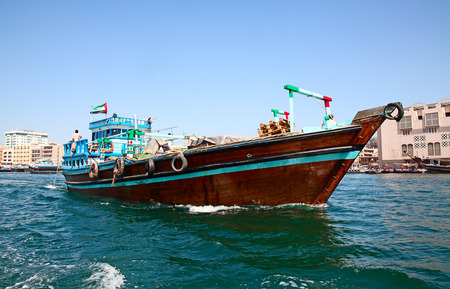 Traditional dhow ferry boats on the Dubai creek