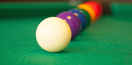 Set of pool balls ready to start the game