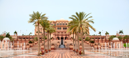 ABU DHABI, UAE - APRIL 27: Emirates Palace hotel facade on April 27, 2014, UAE. Seven stars Emirates Palace is the second most expensive hotel ever built for about 6 billion USD.のeditorial素材