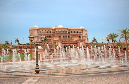 ABU DHABI, UAE - APRIL 27: Emirates Palace hotel facade on April 27, 2014, UAE. Seven stars Emirates Palace is the second most expensive hotel ever built for about 6 billion USD.のeditorial素材