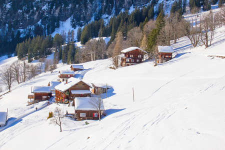 Winter in the swiss alps, Switzerlandのeditorial素材
