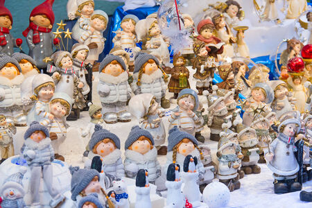 STRASSBOURG - DECEMBER 23: Colorful decorations on the Christmas market in Strasbourg on December 23, 2013 in Strasbourg, France. Christmas market is famous tourist attraction of the city.のeditorial素材