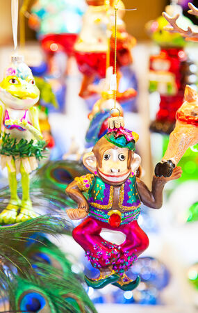STRASSBOURG - DECEMBER 23: Colorful decorations on the Christmas market in Strasbourg on December 23, 2013 in Strasbourg, France. Christmas market is famous tourist attraction of the city.のeditorial素材