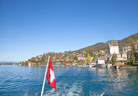 Oberhofen castle on the lake Thun, Switzerlandのeditorial素材