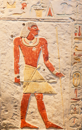 Egyptian hieroglyphs on the wallの写真素材