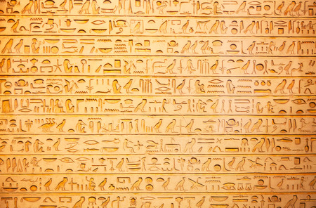 Egyptian hieroglyphs on the wallの写真素材