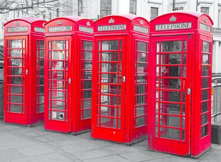 Famous red telephone booth in London, UK