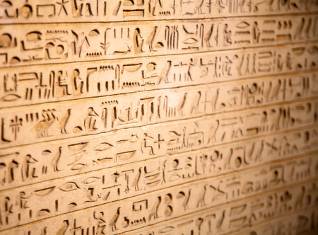 Egyptian hieroglyphs on the wallの写真素材