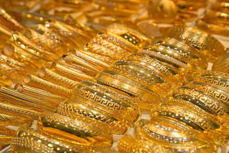 Gold on the famous "Golden souk" in Dubaiの写真素材