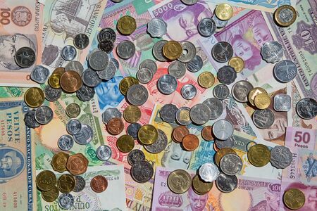 Collection of the old circulated coinsの写真素材