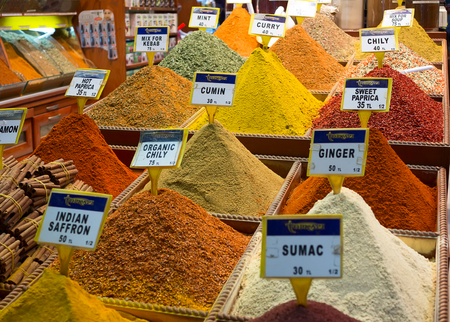 Spices and teas on the Egyptian market in Istanbulのeditorial素材