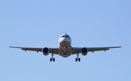 ZURICH - JULY 18: Airbus A-319 German Wings landing in Zurich after short haul flight on July 18, 2015 in Zurich, Switzerland. Zurich airport is home for Swiss Air and one of biggest european hubs.のeditorial素材